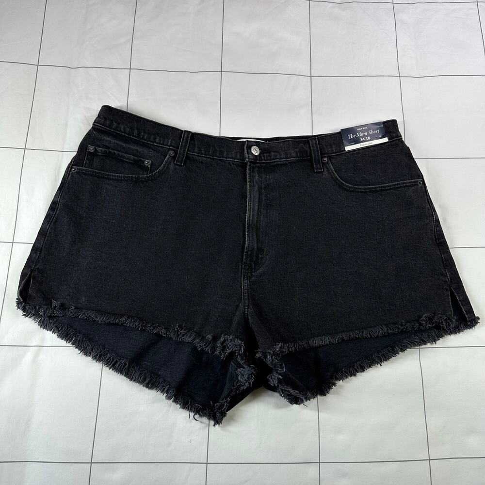 Abercrombie Shorts Womens 34 Black Mom Curve Love High Rise Raw Hem Boho Casual